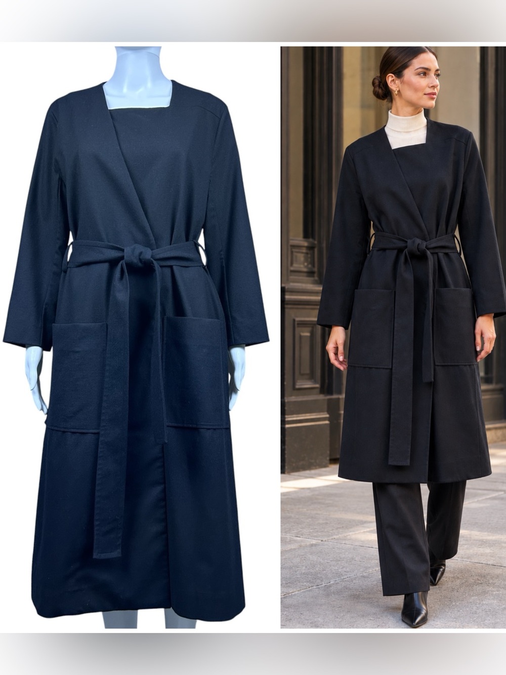 COS Wool Coat 10 Long Belted Concealed Button Minimalist Quiet Luxury Modern